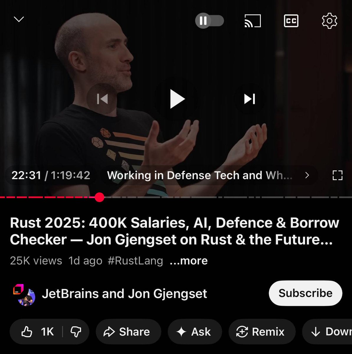 PLT_cheater's tweet image. How to learn Rust as a Haskell programmer
1. Read Rust By Example. Play around with interesting code examples
2. Read the Rust book chapter on lifetimes and whatever pops out
3. Read the Rust Performance "Book"
4. Read the Tokio "tutorial", write echo server
DONE
$400K/yr