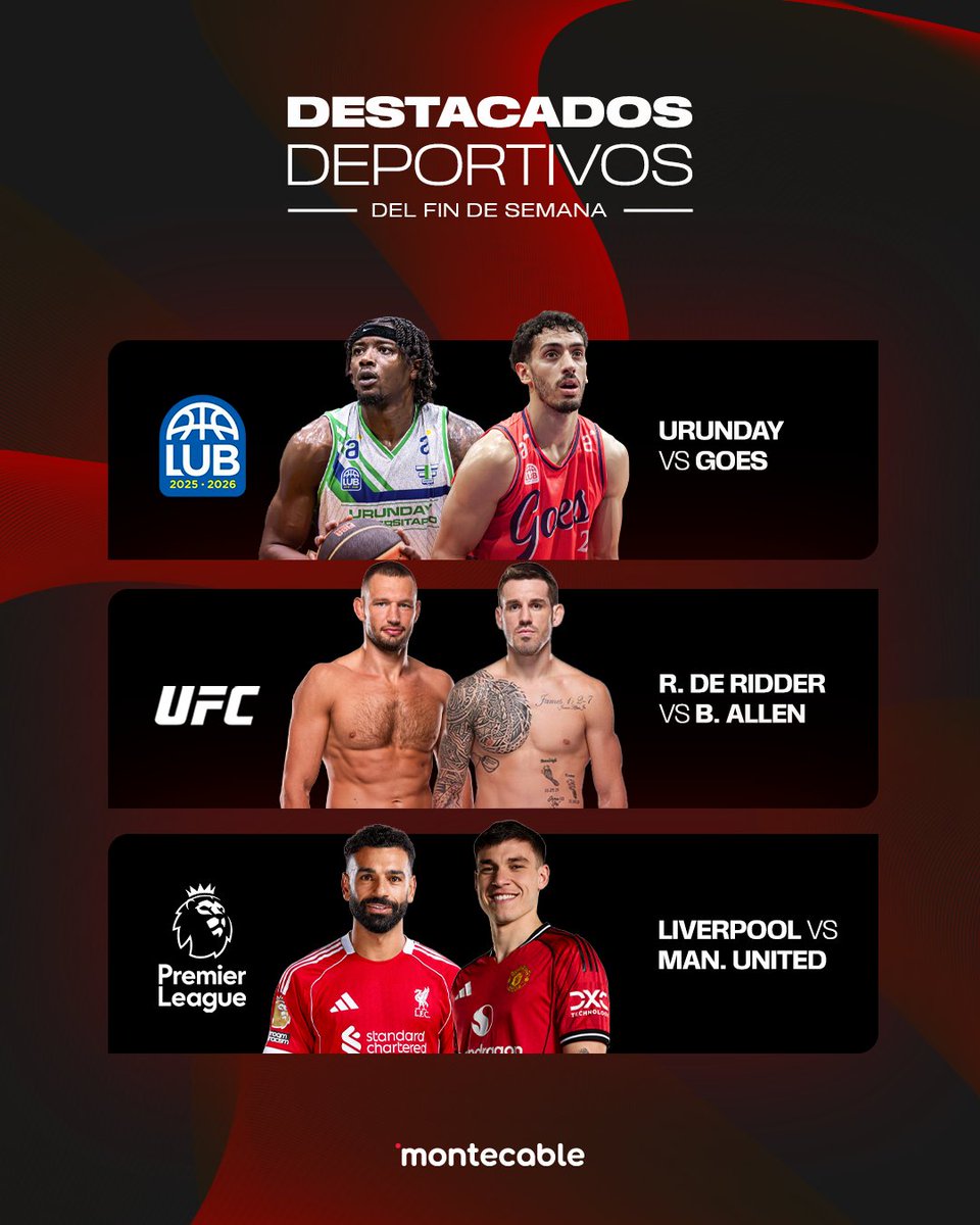 montecableuy's tweet image. ¡UFC, Premier y LUB! 🔥

Este fin de semana todo el deporte está en Montecable y MCGoLive 📺
