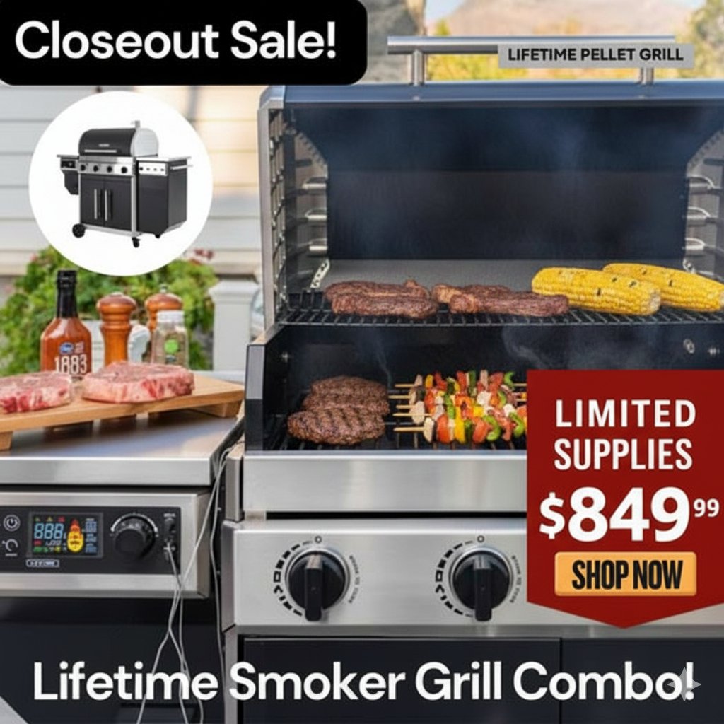 compedgeprod's tweet image. FINAL CLOSEOUT! 🔥 Get the Lifetime Smoker Grill Combo for just $849.99! Smoke, sear, and grill with one machine. Seriously limited stock. When they're gone, they're GONE. Don't miss this deal! 💨 👉 Shop Now: dlvr.it/TNkpMf #Closeout #BBQ #GrillDeal