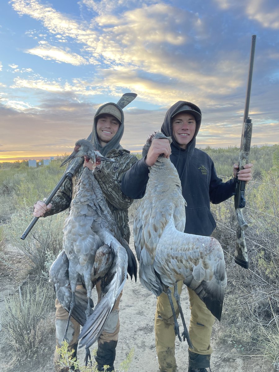 Seth, Devon and I slipped out during a break between rifle antelope and 1st rifle elk for some ribeye  of the sky. 

<a href="/MossbergCorp/">Mossberg</a> 
<a href="/ScentBlocker/">ScentBlocker</a> 
<a href="/LeupoldOptics/">Leupold Optics</a> 

#EverythingEichler #FulldrawOutfitters #GuideLife #mossberg #showtheshield #sandhillcrane #ribeyeofthesky
