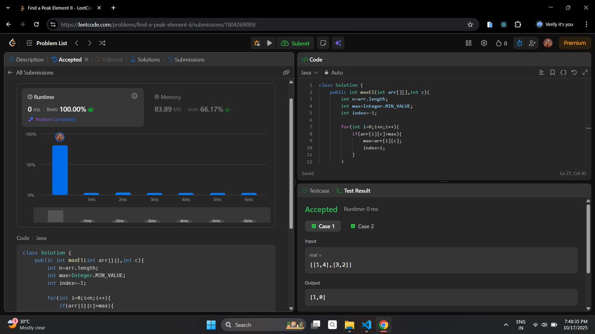 MansiBug's tweet image. Day 105: Getting a job in 8 months.
- Solved 2 medium-level and 1 easy-level question on LeetCode.
#100DaysOfCode #buildinpublic #DSA #Java