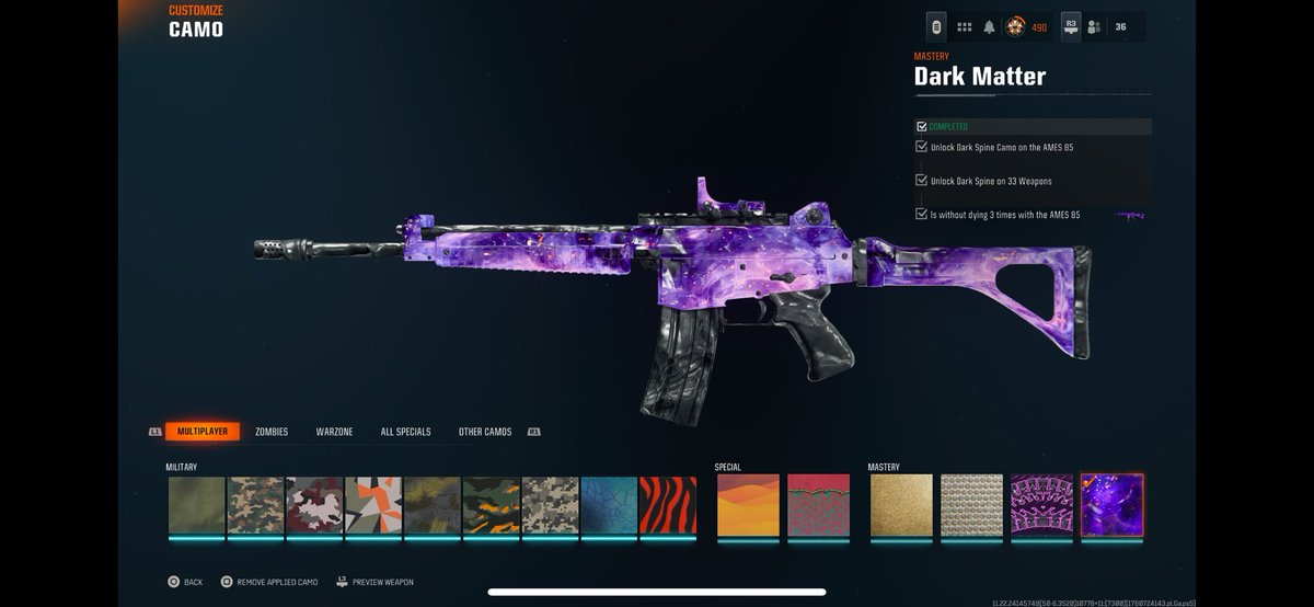 SELLING MY ACCOUNT DM W OFFERS

LEVEL 490
WZ SZN 5 BO6 Iridescent 
BO6 SZN MP 1 &amp; 2 Iridescent 
MW3 SZN 3 Iridescent 
Dark matter &amp; diamond wz 
Bunch of ranked play camos from various seasons 
5 bundles
Every gun maxed out
1 NAME CHANGE !