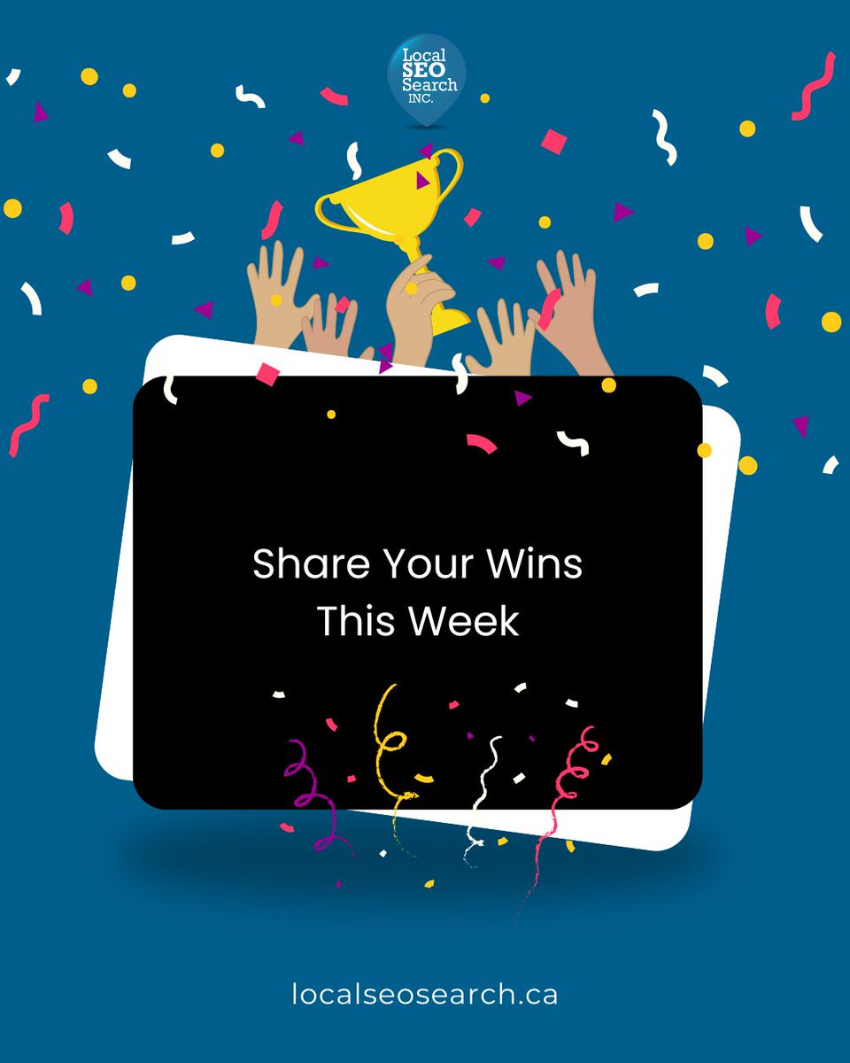 LocalSEO_Search's tweet image. 🎉 It’s Friday! Take a moment to celebrate your accomplishments, big or small. What did you achieve this week in your business or online strategy? Drop your wins in the comments below and inspire others!

#FridayWins #BusinessGrowth #LocalSEO #DigitalMarketing #CelebrateSuccess
