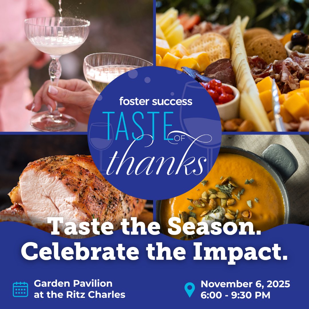 🍴Tickets for Taste of Thanks are going fast: fostersuccess.org/invest-time-gi…

Let’s toast to the season together — and the shared mission to hear, support, and empower teens and young adults with lived experience in foster care.