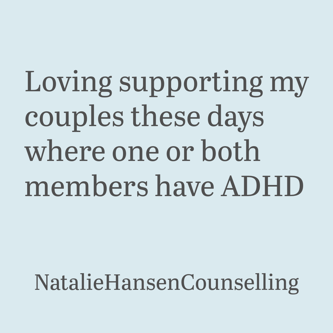 NHansenTherapy's tweet photo. All couples have challenges. Couples where one or both members have ADHD share some of these challenges but also have some different ones. It's been a pleasure helping these couples understand each other better and apply skills to create more enjoyable relationships. https://t.co/8D1J755mz0