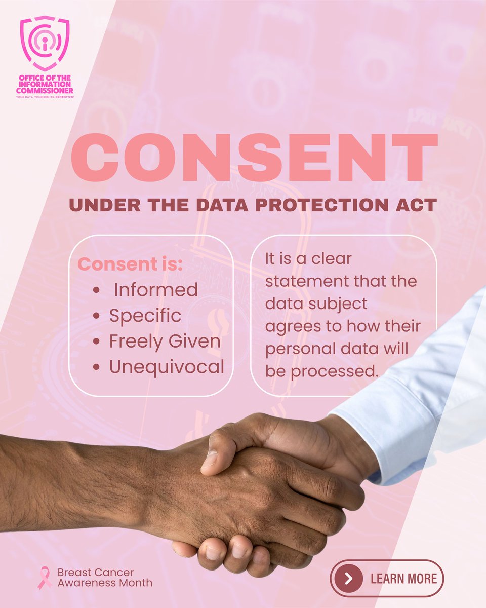 theoicjm's tweet image. Consent under the Data Protection Act must be clear, informed, and freely given. It should not be forced or hidden in vague terms. 

Data subjects also have the right to withdraw consent at any time. 

Protect your choice, protect your data! 

#dataprotection #cybersecuritymonth