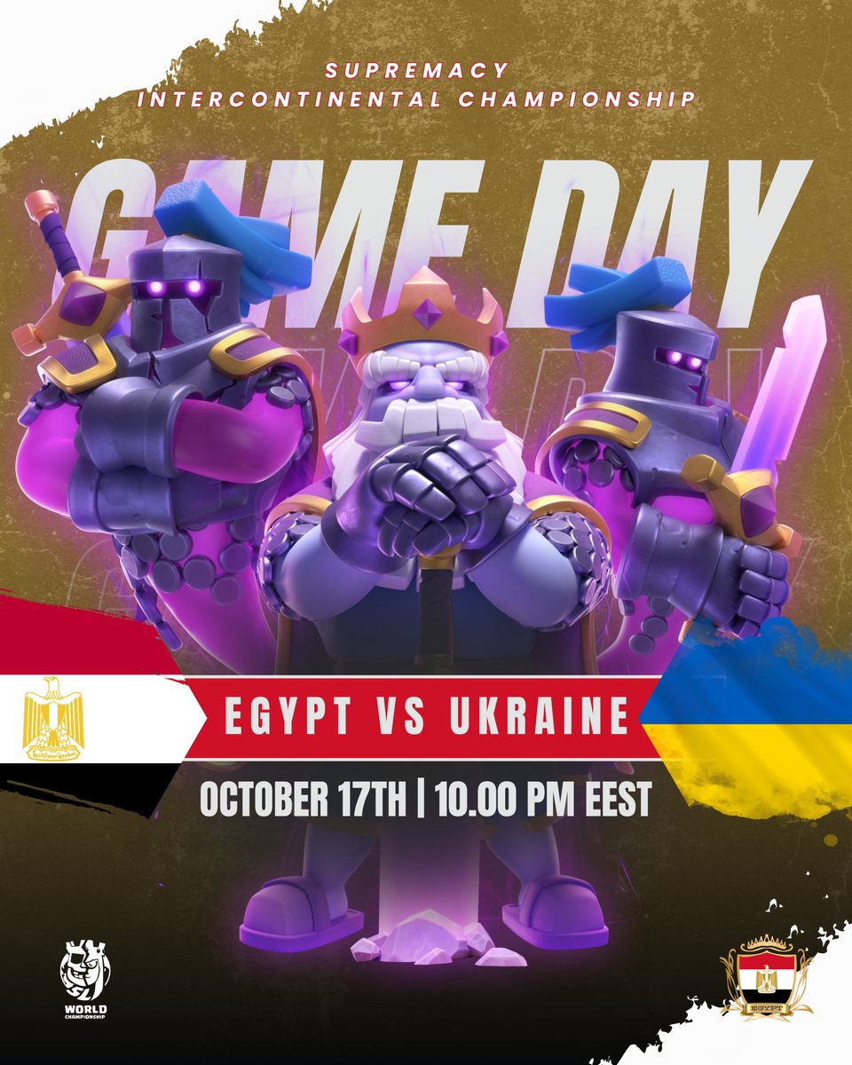 TeamEgyptGG's tweet image. ๐ @CR_Supremacy - Playoffs
๐ @TeamUkraineCR
 ๐ Today
๐ 10.00pm EET (๐ช๐ฌ)
#WeAreEgypt