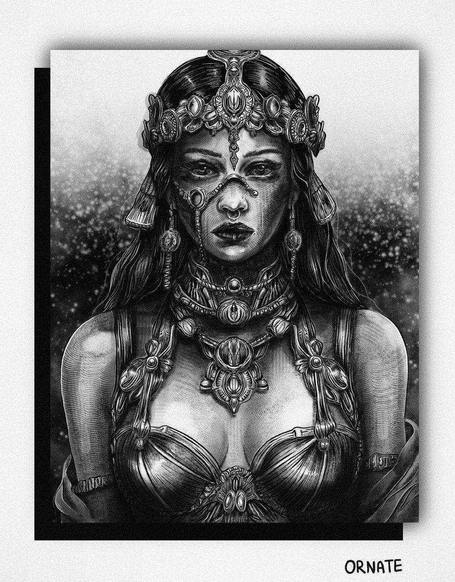 AnastasiiaGil's tweet image. remembered the TV series &quot;Love, Death &amp;amp; Robots.”, so, inspired by #AlbertoMielgo 

“ornate.” 🖤

“Every gem remembers the silence it cost. There’s no light in her shine — only the hunger to be seen. And still, we look.”

▫️1/1 - 45 xtz 

link 🔽

objkt.com/tokens/KT1EMcL…