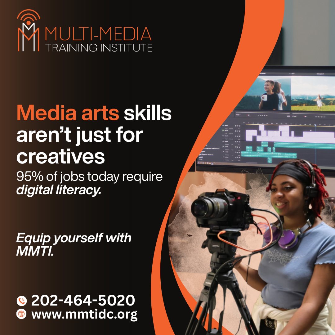 mmtidc's tweet image. Media arts skills aren’t just for creatives they’re for every dreamer with a message.From classrooms to boardrooms, storytelling opens doors. Learn how to turn your ideas into impact with MMTI.
📷 Start your journey today at mmtidc.org or call 202-464-5020.
#MMTI