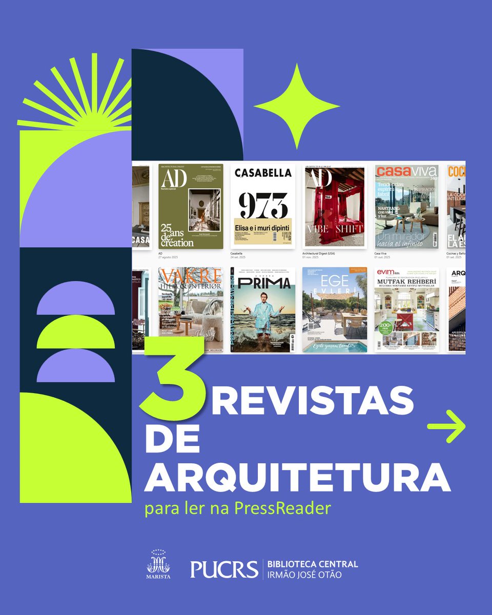 BibliotecaPUCRS's tweet image. Confira 3 revistas imperdíveis para quem ama Arquitetura e Design. Todas disponíveis na PressReader, a base de dados de jornais e revistas do mundo todo. 👉Acesse pressreader.com!

#bibliotecapucrs #pucrslibrary #basededados #pressreader #arquitetura
