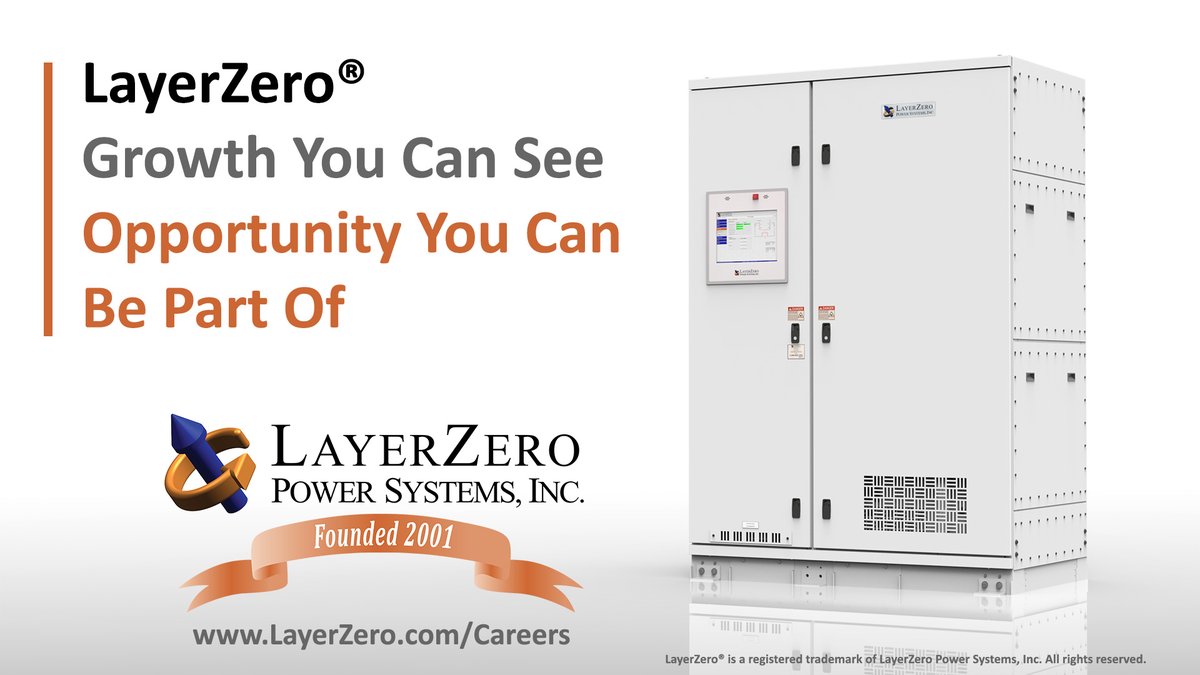 LayerZero's tweet image. At LayerZero, we’re building the technology that keeps mission-critical power on -  and we’re expanding.

Explore open opportunities at LayerZero Power Systems: 

recruiting.paylocity.com/recruiting/job…  

#LayerZero #NowHiring #CLEJobs