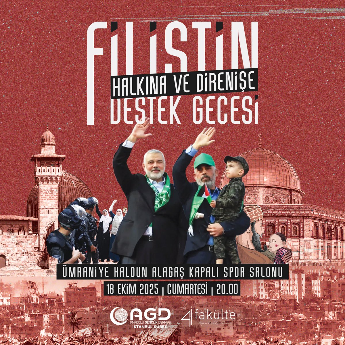 agd_sariyer's tweet photo. Zulme uğrayan Filistin halkının yanında olduğumuzu haykırmak için Filistin Halkına ve Direnişe Destek Gecesi'nde bir araya geliyoruz!

Ümraniye Haldun Alagaş Kapalı Spor Salonu

18 Ekim 2025 |

20.00

Cumartesi https://t.co/HEgeG1lDWi