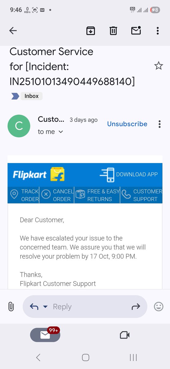 AbhitSharma1's tweet photo. @flipkartsupport @_Kalyan_K @jagograhakjago From 23rd september, i had complained multiple no. Of times. Many times complaints have been taken but no resolution is being provided. Resolution timeline is being continuously increased for the last 5 days. https://t.co/ghQappdoi5
