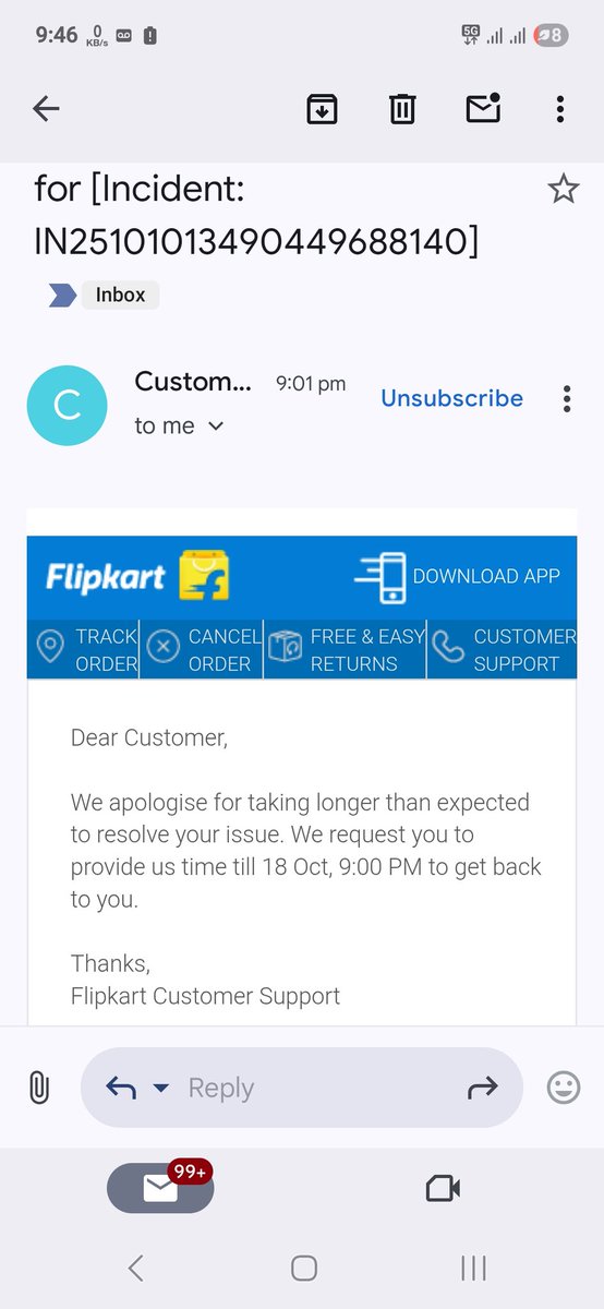 AbhitSharma1's tweet photo. @flipkartsupport @_Kalyan_K @jagograhakjago From 23rd september, i had complained multiple no. Of times. Many times complaints have been taken but no resolution is being provided. Resolution timeline is being continuously increased for the last 5 days. https://t.co/ghQappdoi5