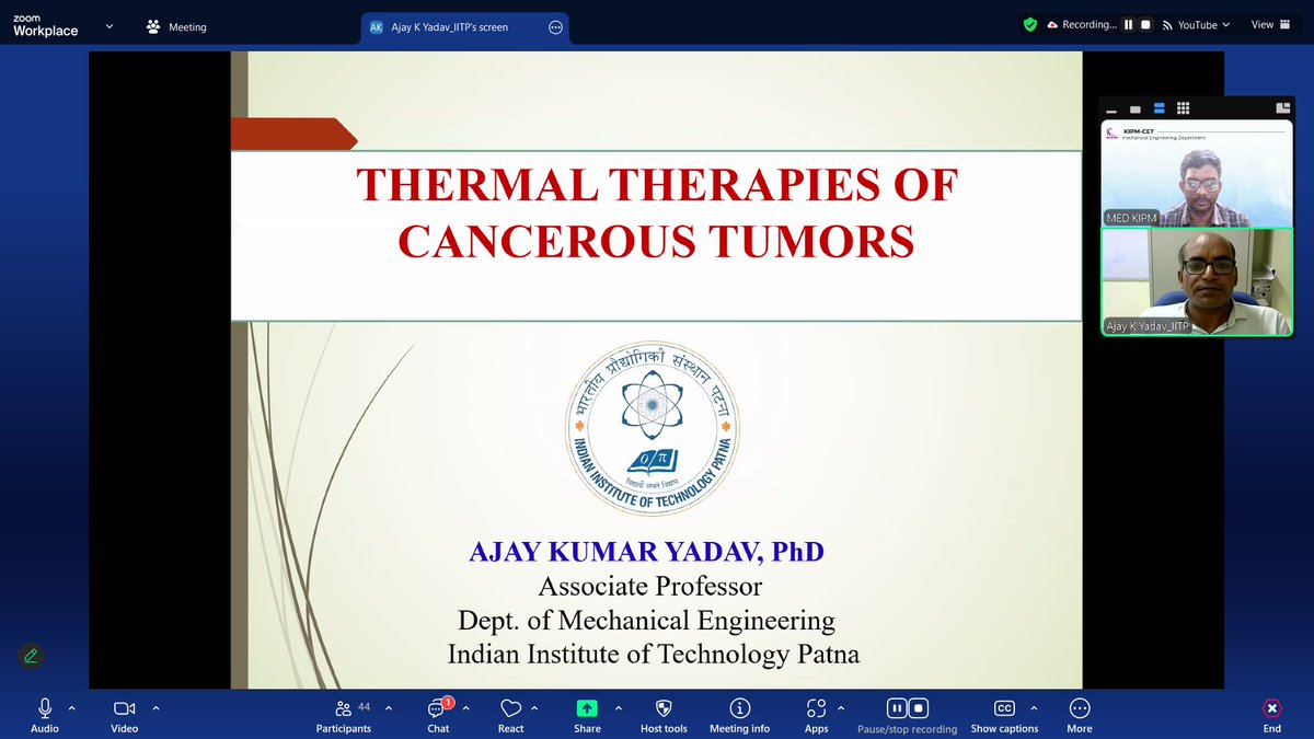 kipmcet751's tweet photo. 🌟 #ATAL_FDP 2025 – Sessions 9 &amp; 10 🌟
Thanks to Dr. Ajay Kumar Yadav, IIT Patna for insights on Thermal Therapies of Cancer, and Mr. Meraj Ahmad, Hilux Auto Electric for Emerging Automotive Electrical Trends. Inspiring talks bridging engineering, healthcare &amp; sustainability! ⚙️ https://t.co/qsT6yaZACk