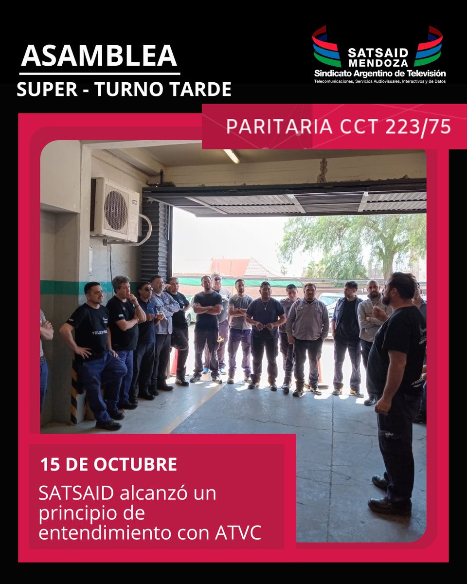 SATSAID_MENDOZA's tweet photo. ASAMBLEAS🇬🇲
SUPER, CTL turno tarde. Los compañeros pusieron a consideración el principio de entendimiento que se logró entre SATSAID y ATVC.
#satdaidenlucha #paritaria #atvc #satsaid #satdaidmendoza #supercanal #mendoza https://t.co/s9r6MRVUB9