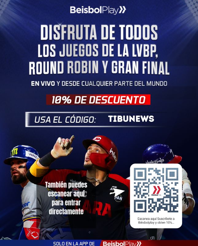 Tibunews0's tweet photo. YA COMENZO LA LVBP Suscríbete a @beisbolplaycom y obtén un 10% de descuento con mi código:TIBUNEWS disfruta de todos los juegos de la LVBP y si eliges el plan anual disfrutas de la SDC y el CMB 2026 Ingresa con este link: https://t.co/kuTckua2XP
 O con el código QR de la imagen https://t.co/y9GTRgIjAG