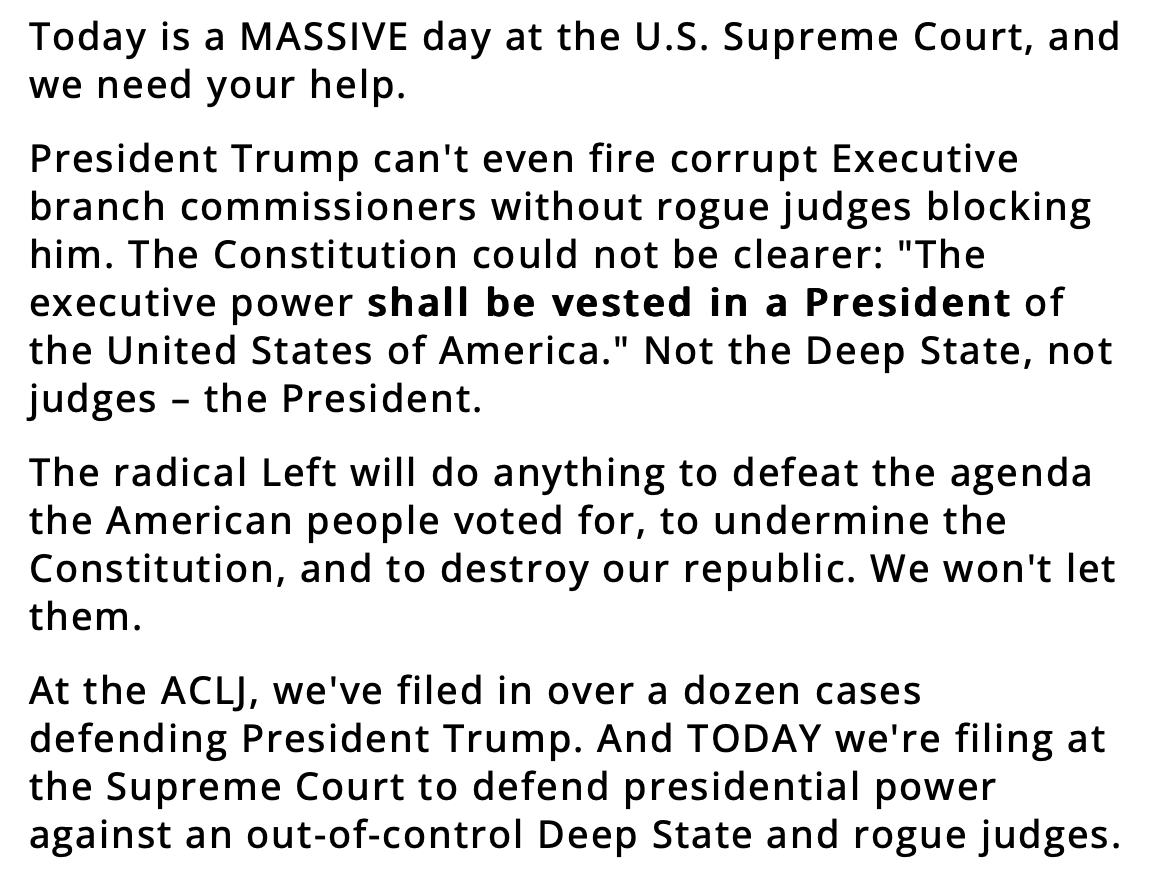 Got this this morning from the American Center for Law and Justice (<a href="/ACLJ/">ACLJ</a>), that defends the Constitution and stands for religious liberty.