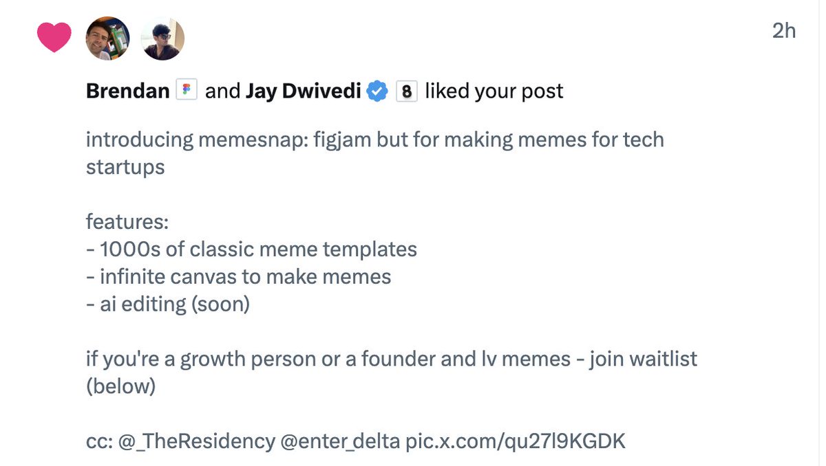 thinkwithnikhil's tweet image. can&apos;t believe @brendanodris (VP Product @figma ) liked my work-in-progress meme software announcement 😱