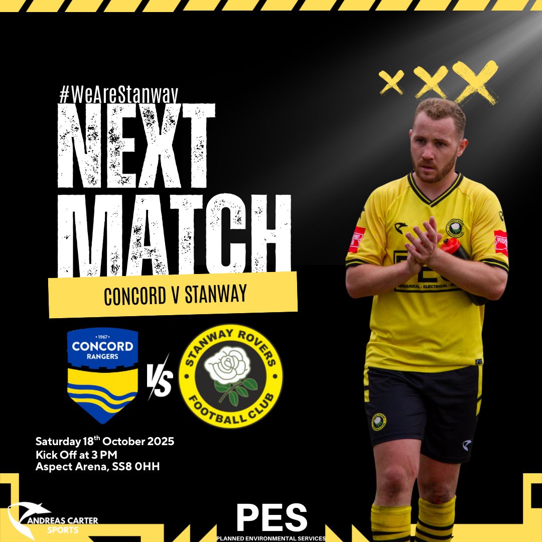 StanwayRovers's tweet photo. 🔥 NEXT UP 🔥 

Next up for the Stanway boys is another away trip but this time to The Aspect Arena as we face @ConcordRangers

🆚 Concord Rangers
🏆 Isthmian League - North Division
⏰ 3 PM KO
📍 Aspect Arena, SS8 0HH

#WeAreStanway #isthmianleague #nonleaguefootball #CONSTA https://t.co/EiVVTGlGrB