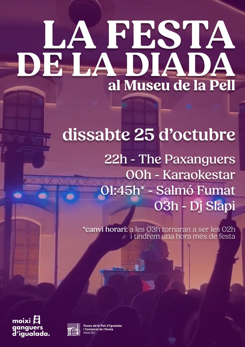 moixiganguers's tweet photo. El dia 25, després de la XXXI Diada dels Moixiganguers, tocarà celebrar-ho com cal.

👉🏽 Omplim Les Cotxeres durant la setmana, la plaça de l'Ajuntament a la tarda i, a la nit, el Museu de la Pell.

🫶🏽 Igualada, t'esperem als tres llocs.

#castells #comencemdenou https://t.co/4hUMkqWMbp