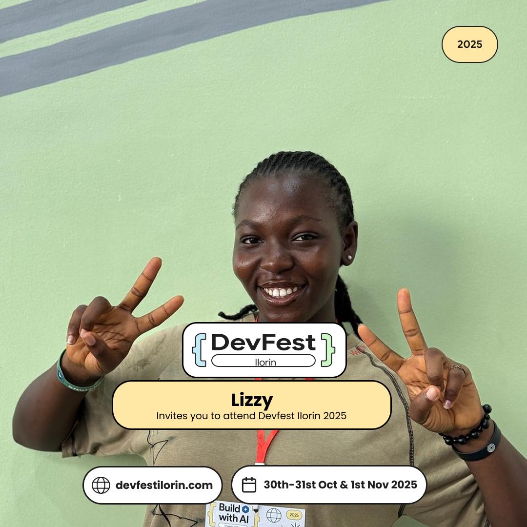 lizzycreativekd's tweet image. Devfest Diaries: 14 days to devfestilorin25.
What Is Devfestilorin and why you should attend Devfestilorin2025. 🥳
A short thread. 🤭