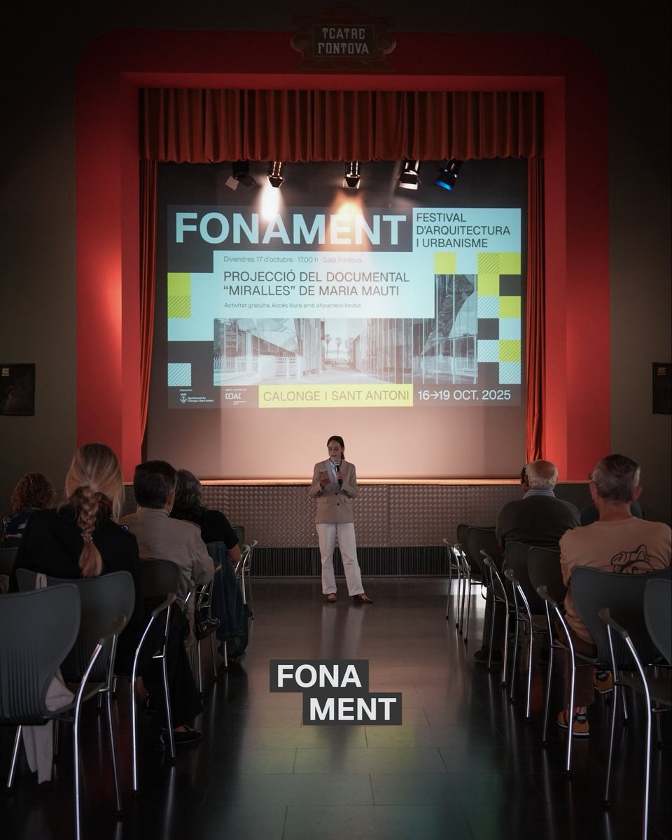 fonamentfest's tweet photo. Projecció del documental "Miralles" de Maria Mauti a la sala Fontova, en el marc del festival Fonament. Retrata la figura i el llegat de l’arquitecte Enric Miralles. 

#fonamentfestival #arquitectura #urbanisme #calongeisantantoni #empordà #costabrava #girona #catalunyaexperience https://t.co/3VklZL9faH