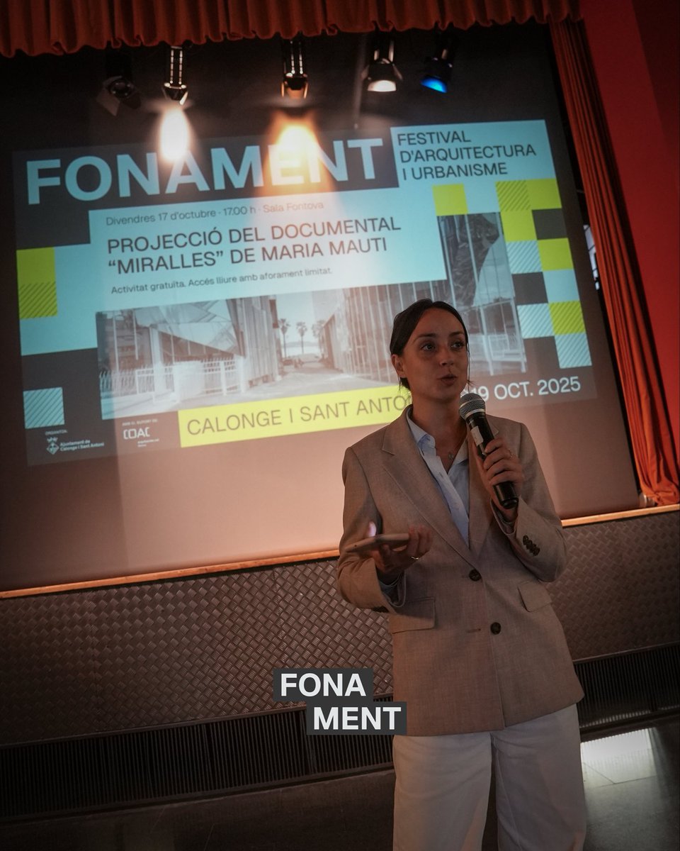 fonamentfest's tweet photo. Projecció del documental "Miralles" de Maria Mauti a la sala Fontova, en el marc del festival Fonament. Retrata la figura i el llegat de l’arquitecte Enric Miralles. 

#fonamentfestival #arquitectura #urbanisme #calongeisantantoni #empordà #costabrava #girona #catalunyaexperience https://t.co/3VklZL9faH