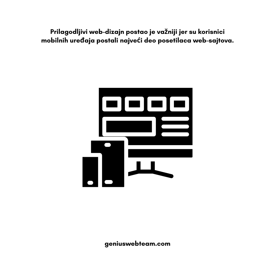 GeniusWebTeam1's tweet image. Prilagodljivi web-dizajn postao je važniji jer su korisnici mobilnih uređaja postali najveći deo posetilaca web-sajtova.

#responsivewebdesign #webdesign #vazno #important #korisnici #users #mobilni #mobile #posetioci #visitors #websajt #website #geniuswebteam