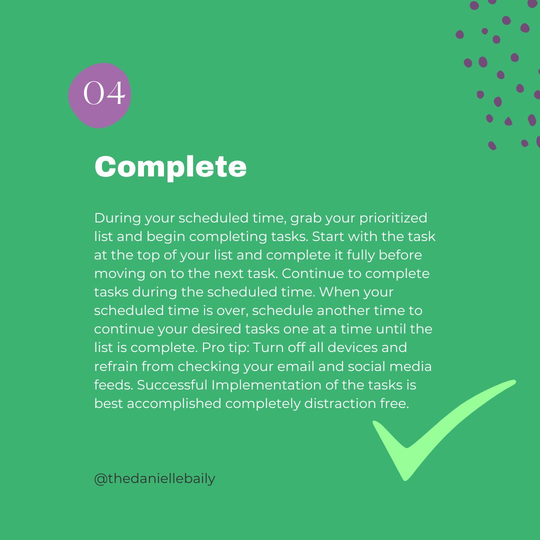 danibaily's tweet image. Do you want to be successful in the implementation of your plan? Follow these tips! 

#TimeManagement #TaskManagement  #ProcessGeneration #Prioritization #Implementation #Consistency #BuildConsistentHabits #AchieveMoreInLessTime #WorkSmarterNotHarder  #DoneList #ProductivityBoost