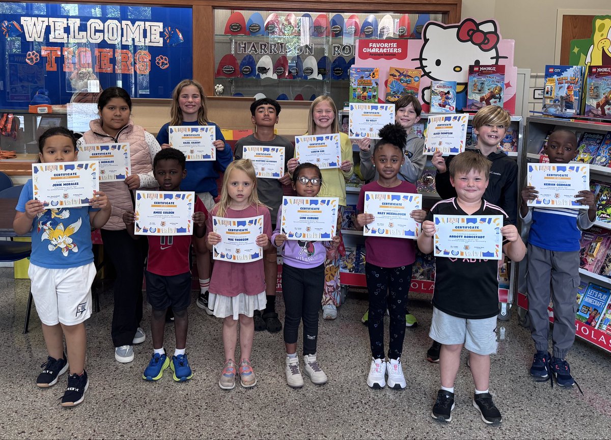 Grit-not giving up, even when things get hard! 
These students show grit in and out of the classroom. Their perseverance has earned them this week’s T.I.G.E.R.S. Certificate! 
Congratulations, tigers! 
#HarrisonProud