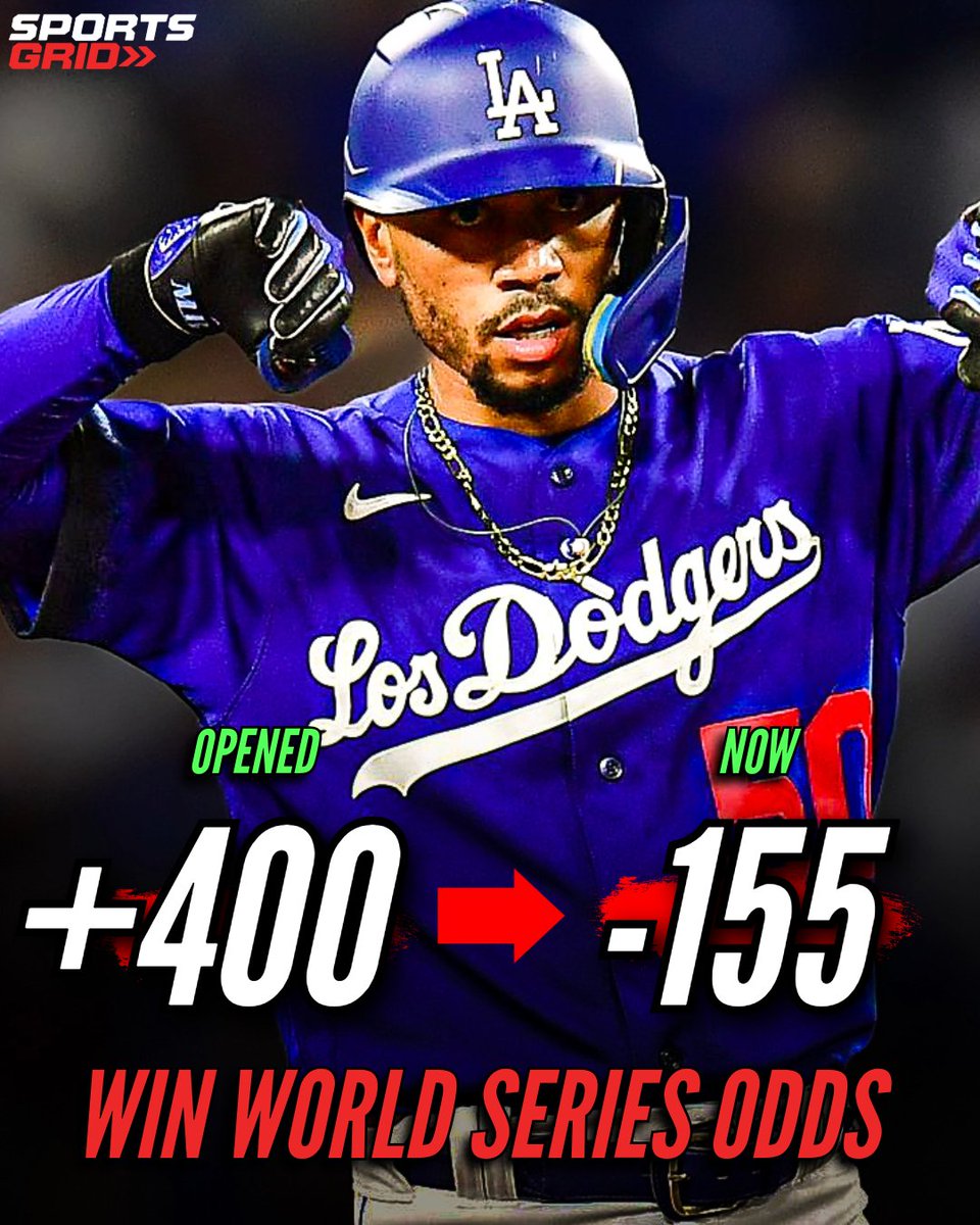 SportsGridTV's tweet image. NLCS Game 5:

Dodgers ML: -198
Dodgers ML F5: -192

Dodgers to beat Mariners in WS: +200
Dodgers to beat Blue Jays in WS: +160

#NLCS #Dodgers