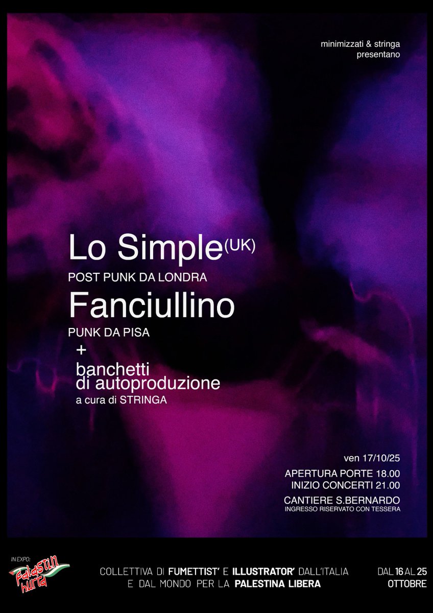 Falastin_Hurra's tweet photo. alino era live ieri da #Pisa tappa di Falastin Hurra. Oggi a #Pisa, al Cantiere San Bernardo, continua la mostra e gli eventi con un minimercato autoprodotto a cura di #Stringa, e due ottimi concerti punk .
#PalestinaLibera ovunque https://t.co/tnfp4B08yc
