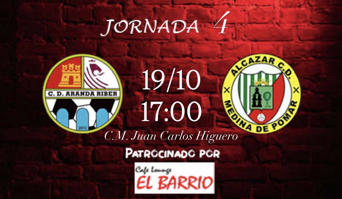 🔴🔵 AFICIONADO EN ACCIÓN 🔵🔴

Este domingo nuestro equipo del #Aficionado se enfrenta al @arandariber terceros en la clasificación!
Vamos con todo para que los 3 puntos se vengan a casa 
🗓 19/10/25 
🕕 17:00 h
🏟️ C.M. Juan Carlos Higuero

Patrocinado por Cafelounge El Barrio