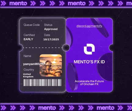 I’m now verified early to the global onchain FX layer, with my Mento FX ID.

The future of money runs here w/ <a href="/MentoLabs/">Mento (fx/acc)</a>

fx/acc 

discord.gg/mentofx