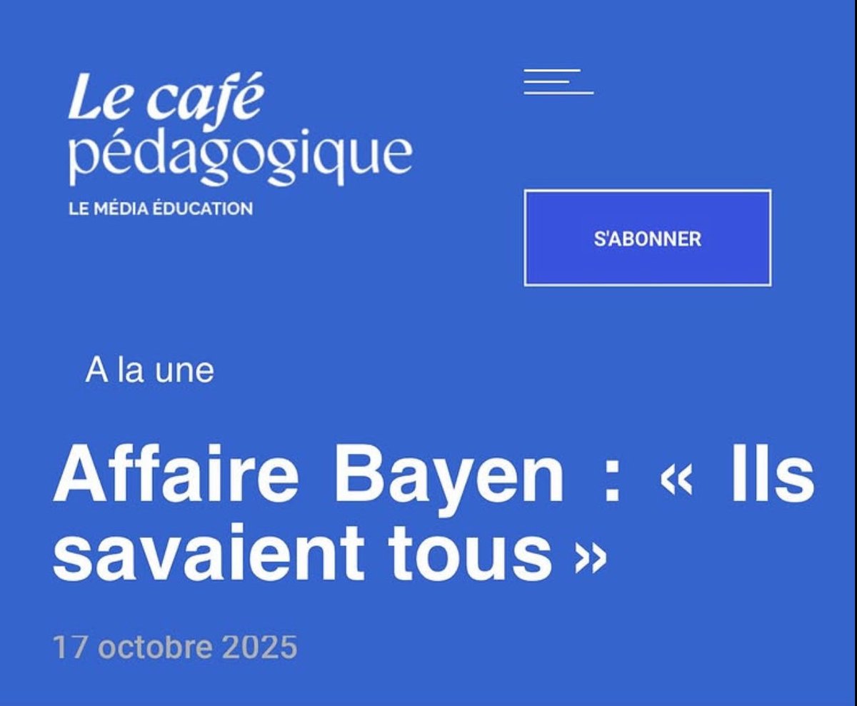 Dans l’Éducation nationale aussi règne une culture de la silenciation : L’affaire du lycée Pierre Bayen est une démonstration de mécanismes institutionnels agissant au détriment de la protection des enfants et des lanceurs d’alerte. Enquête édifiante : cafepedagogique.net/2025/10/17/aff…