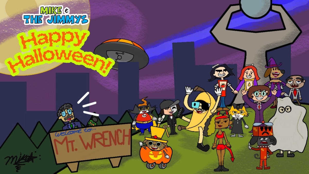 MikeToonsTV's tweet photo. EN: 🎃 Happy Halloween from Mike & The Jimmys!
Mt. Wrench is all dressed up—costumes, candy, and… was that a UFO?! 👀🛸

We’ve got more news about the series pilot coming very soon—stay tuned! In the meantime, tell us your favorite costume from the lineup and tag a friend who’d party with these crazy guys. 👇

ES: 🎃¡Feliz Halloween de parte de Mike y los Jimmys!
El Monte Tuerca está listo: disfraces, dulces y... ¡¿era un OVNI?! 👀🛸

Muy pronto tendremos más noticias sobre el piloto de la serie. ¡No se lo pierdan! Mientras tanto, cuéntanos cuál es tu disfraz favorito y etiqueta a un amigo que se divertiría con estos locos. 👇

#MikeAndTheJimmys #WrenchWellHills #HappyHalloween #SpookySeason #TrickOrTreat #UFO #Aliens #Ghost #Witch #Pumpkin #animatorsofinstagram #OriginalCharacters #IndieAnimation #AnimatedSeries #Animation #2DAnimation #Cartoon #CartoonArt #DigitalArt #Illustration #ArtOfTheDay #WebSeries #IndieSeries #AnimationPilot #ComingSoon #ConceptArt #CreatorOwned #SupportIndieArtists #StayTuned #NewShow