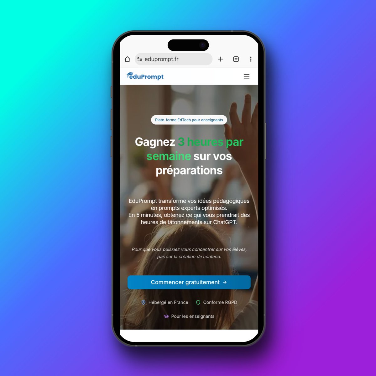 Lancement officiel 🎉

Vous passez des heures à tâtonner sur ChatGPT ? Découvrez EduPrompt, la plateforme EdTech qui génère des prompts experts en quelques minutes pour vos cours 📚

✨Profitez de -30% à vie : code EARLYBIRD

➡️ eduprompt.fr

#edtech #IA #enseignants