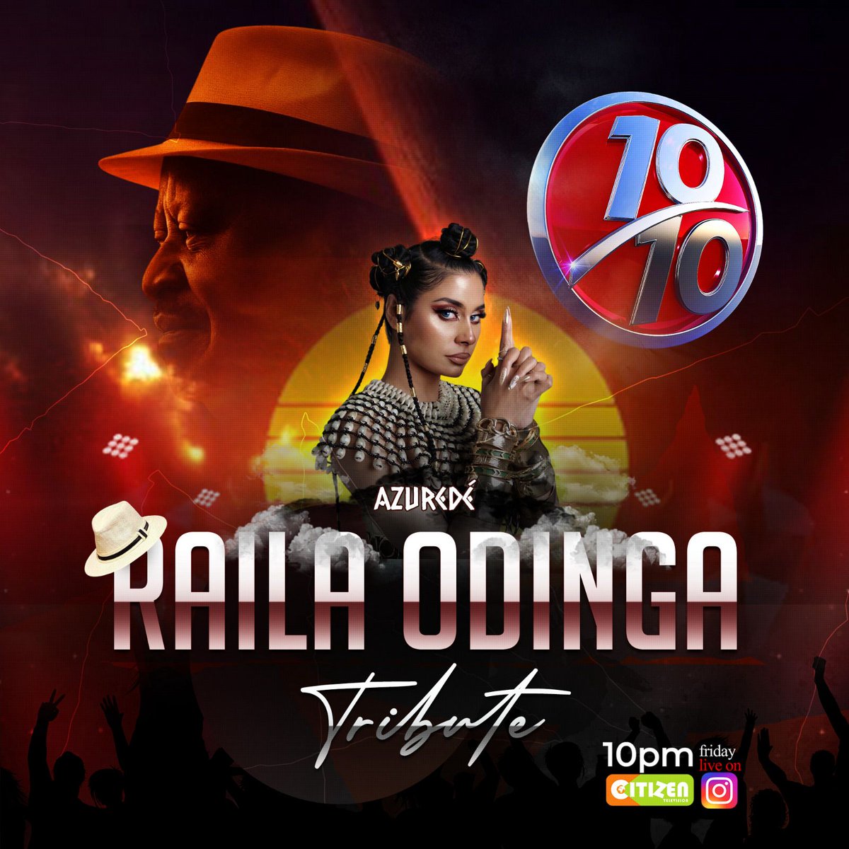 anyikopr's tweet photo. South African star @iam_AzureDe  joins @citizentvkenya  @its10over10  tribute to the late Hon. Raila Odinga 🇰🇪Known for her bold artistry, she’ll share thoughts on healing as a nation + perform her latest hits 🎶
Tune in tonight from 10 PM live!
#AzureDe #RailaOdingaTribute https://t.co/gtnoEzSINX