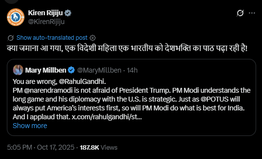 mikejava85's tweet image. What an Era , Indian Minsiter RT some American on Indian internal matters , MAn these people and their G0ra approval complex