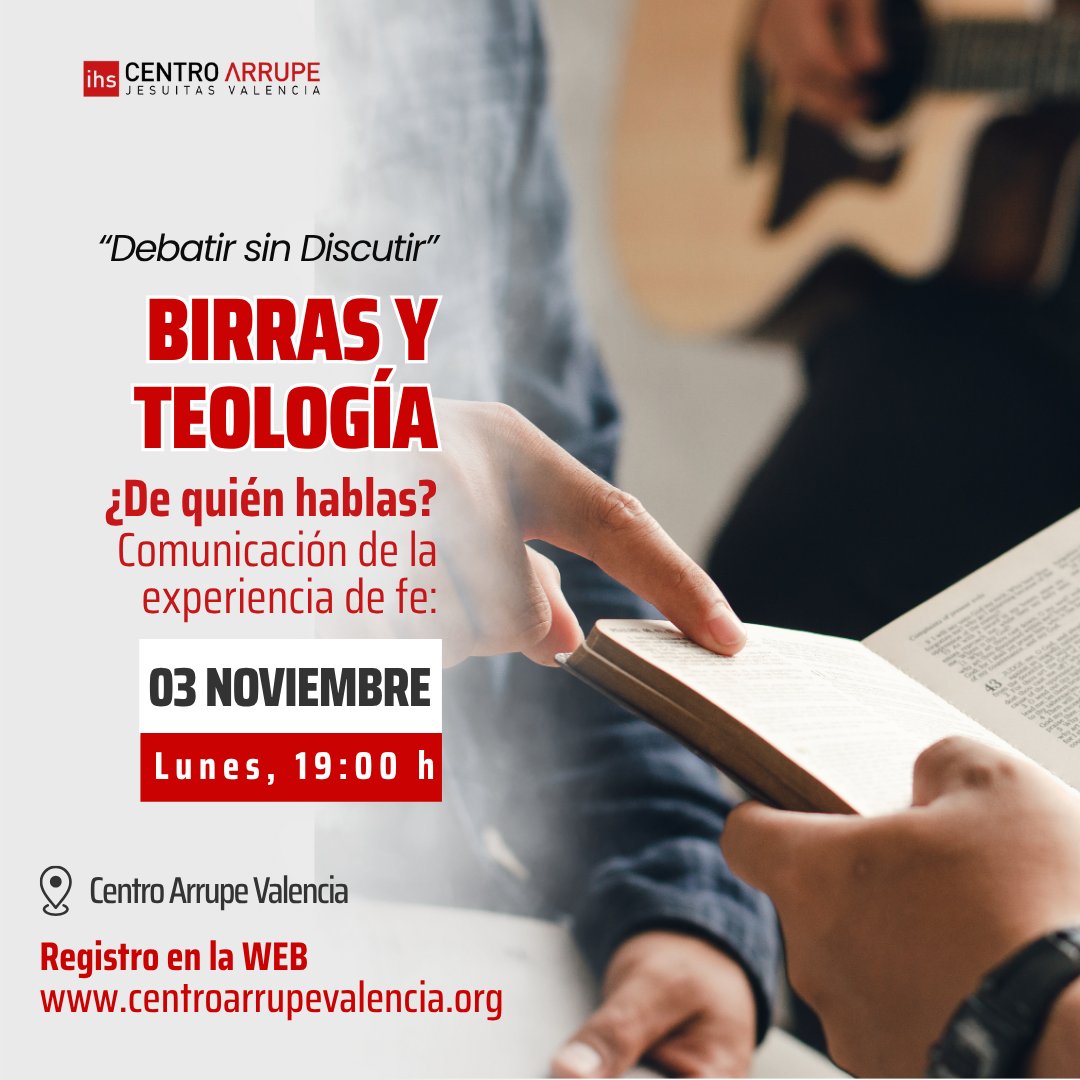 🍻¡Nueva sesión de Birras y Teología!

Una iniciativa para jóvenes para "debatir sin discutir".
Nuestro próximo tema será: ¿De quién hablas? Comunicación de la experiencia de fe.

3 noviembre, 19:00 h. Centro Arrupe Valencia. 

+ información y registro en:
centroarrupevalencia.org/.../2025birras…
