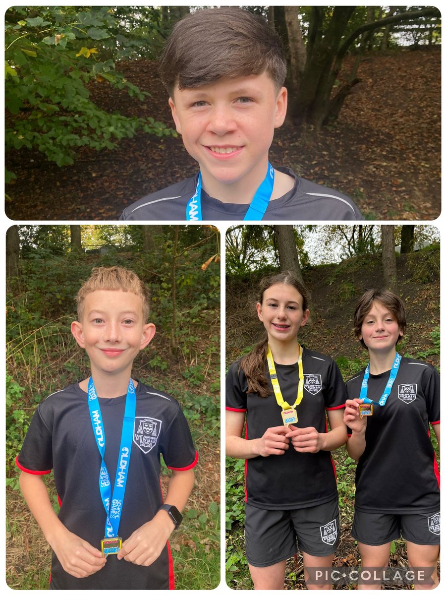 Huge congratulations to our super talented Oldham Schools Country individual medalists! 🥇🥈🥉
Erin - Yr 9 Champion for the 3rd consecutive year! 🥇🏆
Nieve - Yr 9 🥉
Carson - Yr 8 🥈
Jude - Yr 7 🥈
Amazing performances! 👏<a href="/MrsKP_Newman/">Mrs Phillips</a> <a href="/NewmanRCCollege/">Newman Catholic College</a>