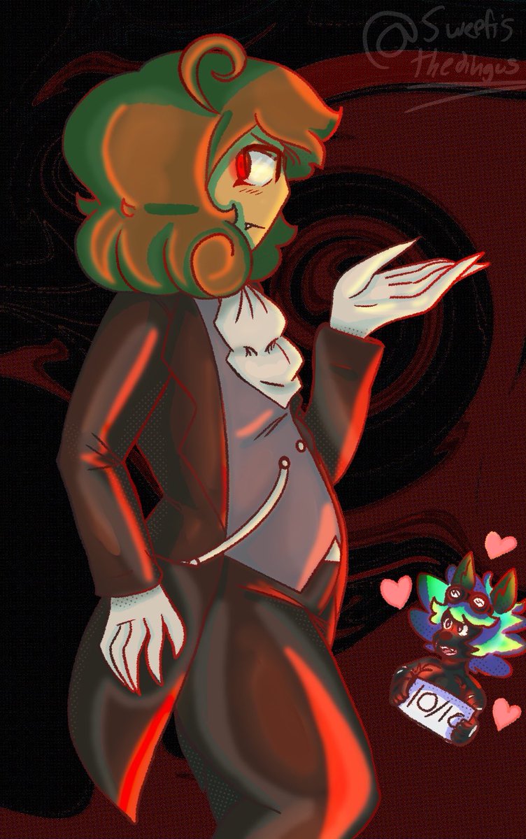 Vampire Desmond and Archer the big green werewolf :3