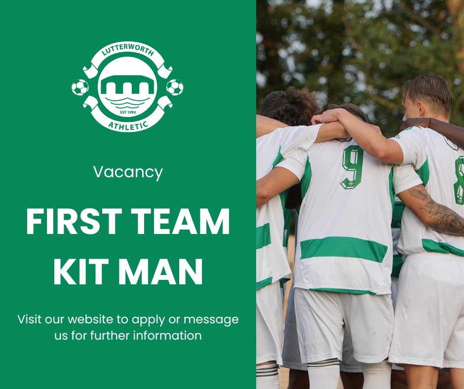 LUTTERWORTH ATHLETIC FC (@lutterworthafc) on Twitter photo πππ₯π¦π§ π§πππ πππ§ π ππ‘ π‘πππππ π
We are on the lookout for a First Team Kit Man to join our setup.
Youβll be a key member of the team, responsible for keeping our kit and equipment match-ready!
Apply via our website or message for more info! ππ€
#UpTheAtho πππ₯π¦π§ π§πππ πππ§ π ππ‘ π‘πππππ π
We are on the lookout for a First Team Kit Man to join our setup.
Youβll be a key member of the team, responsible for keeping our kit and equipment match-ready!
Apply via our website or message for more info! ππ€
#UpTheAtho