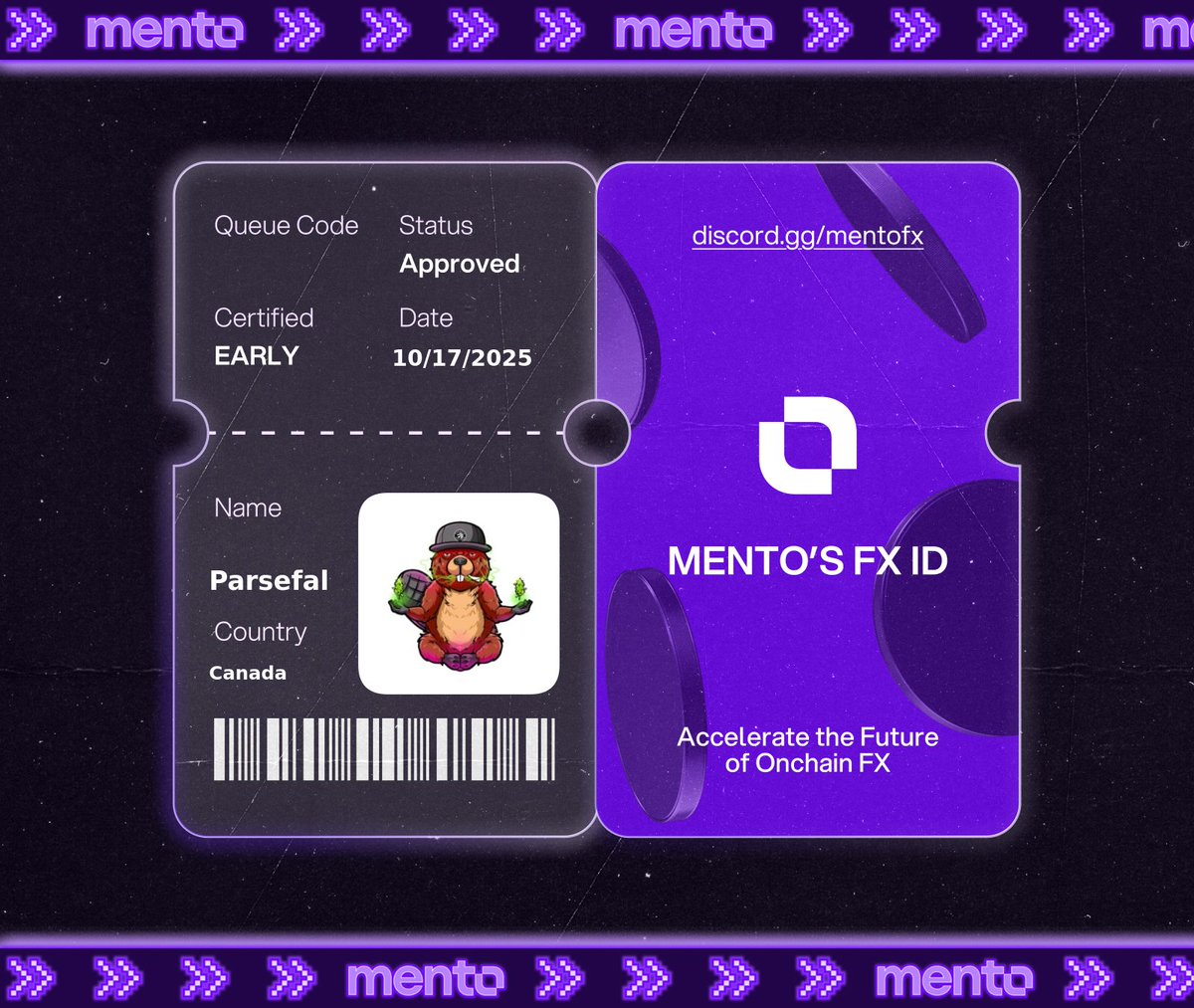 $7.5T moves daily in TradFi FX. 

Now it moves onchain with <a href="/MentoLabs/">Mento (fx/acc)</a>, and I’m part of it.

Claimed my FX ID.

Claimed my FX ID. You? 

 → discord.gg/mentofx