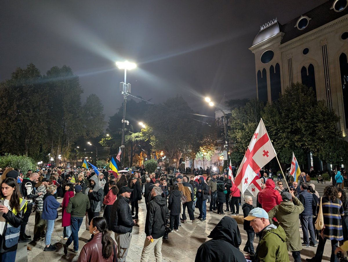 Even though, starting today, blocking Rustaveli Avenue without a “sufficient” number of people (and no number is ever sufficient for them) carries a 15-day jail term — and years for repeat offenses — the avenue remains blocked.

Day 324 of uninterrupted, nationwide protests.
