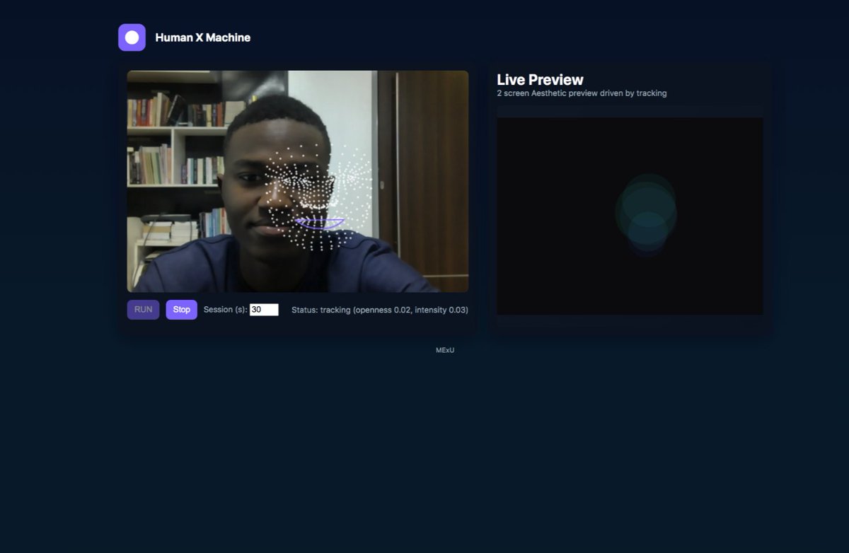 RasakAkorede1's tweet image. Phase 0.1 
I’m building a live AI art system that turns your facial emotions into a single, evolving digital painting, capturing your emotional journey in real time. #delta #humanandmachine #immersivemedia