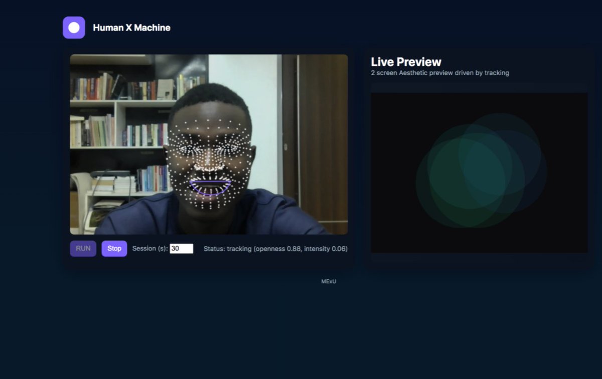 RasakAkorede1's tweet image. Phase 0.1 
I’m building a live AI art system that turns your facial emotions into a single, evolving digital painting, capturing your emotional journey in real time. #delta #humanandmachine #immersivemedia