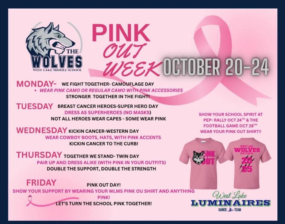 Join us as we Pink out the week to honor Breast Cancer Awareness.