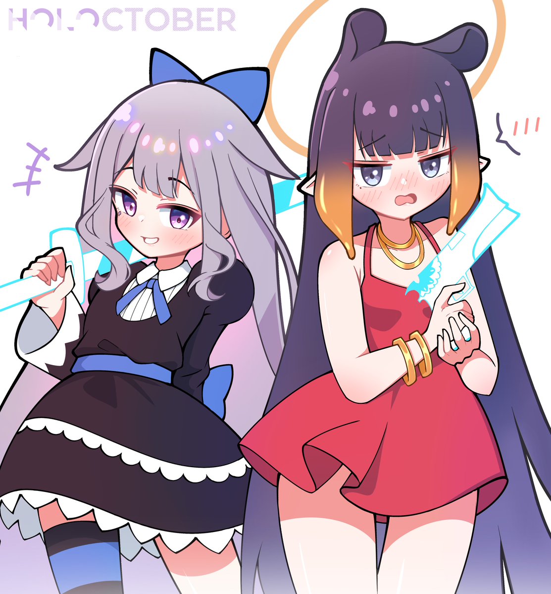 shutowl's tweet image. a couple of cosplaying angels 🗿🐙
#HOLOctober
#bijouwled #inART